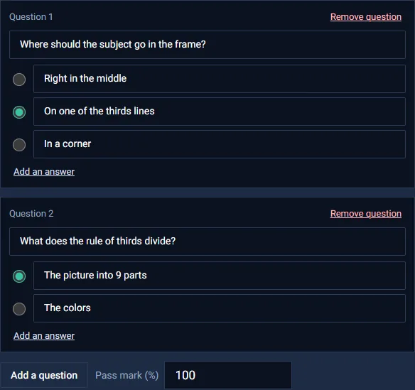 Building a quiz