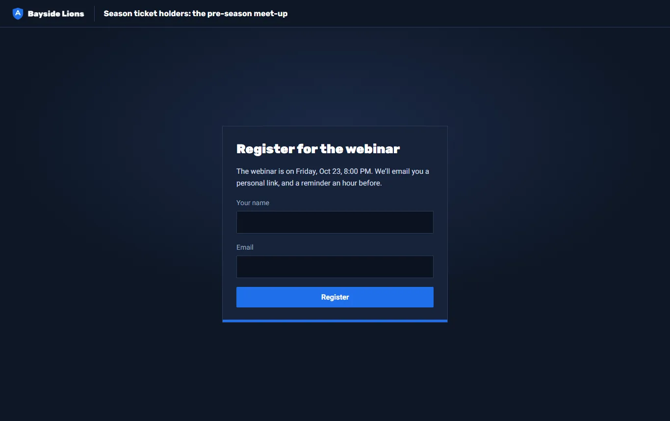 Registering for a scheduled webinar